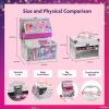 imageStitch Train Case Beauty Set Kids Makeup Kit for Girls Real Washable Makeup Set Play Makeup Party Favor Birthday Ages 3 4 5 6 7 8 9 10 11 12 by Townley GirlNeon Blue Glitter  Pink Violet Glitter