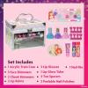 imageStitch Train Case Beauty Set Kids Makeup Kit for Girls Real Washable Makeup Set Play Makeup Party Favor Birthday Ages 3 4 5 6 7 8 9 10 11 12 by Townley GirlNeon Blue Glitter  Pink Violet Glitter