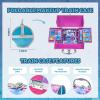imageStitch by Townley Girl Cosmetic Makeup Train Case Set Includes Lip Gloss Shadows Brushes Nail Polishes Hair Clips Tattoos Accessories ampamp More for Girls Ages 3 Perfect for Parties Sleepovers
