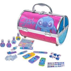 imageStitch by Townley Girl Cosmetic Makeup Train Case Set Includes Lip Gloss Shadows Brushes Nail Polishes Hair Clips Tattoos Accessories ampamp More for Girls Ages 3 Perfect for Parties Sleepovers