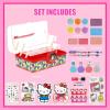 imageHello Kitty Tackle Box Cosmetic Set for Kids  Includes Nail Lip ampamp Eye Makeup  Safe NonToxic Beauty Playset for Ages 3 by Townley Girl