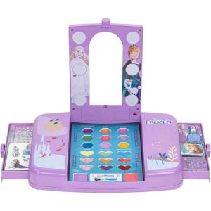 imageDisney Frozen Beauty Vanity Set with LightUp Mirror Includes Lip Gloss Eyeshadow Blush Brushes Nail Polishes Accessories AA Batteries Not Included Ages 3 by Townley Girl
