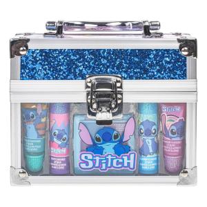 imageDisney Stitch Beauty Mini Train Case Set Includes Lip Gloss Tube Lip Balm Lip Gloss Compact for Girlsfor Parties Sleepovers Ages 3 by Townley Girl
