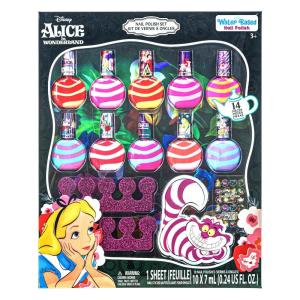 imageTownley Girl Disney Alice in Wonderland 10 Pack Swirl Nail Polish Set with Accesories WaterBased Peelable Nail Polish with Shimmery Opaque Swirl Colors Kids Girls Perfect for Gifts