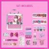 imageBarbie Beauty Deluxe Train Case Includes Lip Gloss Eyeshadow Nail Polish Blush Hair Accessories ampamp More for Girls Perfect for GiftGiving Ages 3 by Townley Girl
