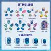 imageDisney Stitch 84 Pcs GlitterGlamup ampamp Metallic PressOn Nails Artificial Fake False Nails Set Angel PreAdhesive Full Cover Nail Tip Set for Kids Girls Tweens Ages 6 by Townley Girl