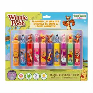 image:imageWinnie the Pooh 10 Piece Plant Based Lip Balm with Bonus Toppers Makeup Set for Girls Boys Toddlers Perfect for GiftGiving Sleepovers for Kids by Townley Girl