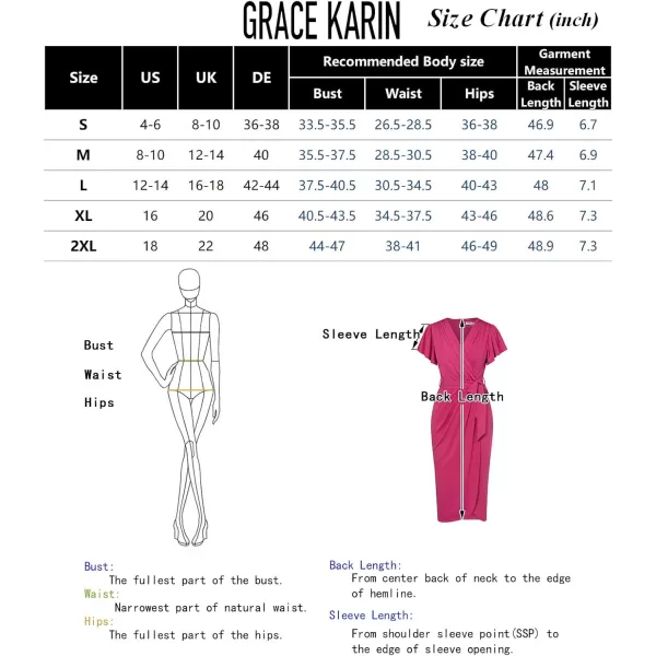 GRACE KARIN 2024 Womens Cocktail Dresses Ruffle Sleeve V Neck Wrap Dress Wedding Party Midi Dress with BeltBlack