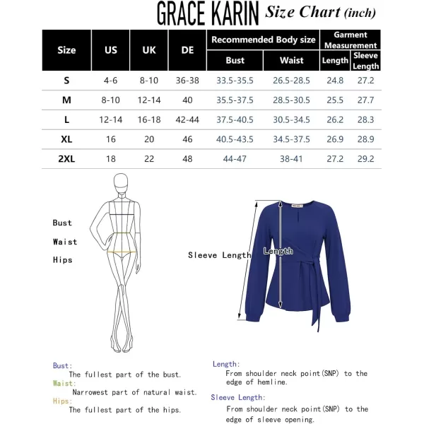 GRACE KARIN 2024 Womens Elegant Peplum Tops Tie Front Long Sleeve Shirts Dressy Casual Blouses Work Tunic TopsBlack