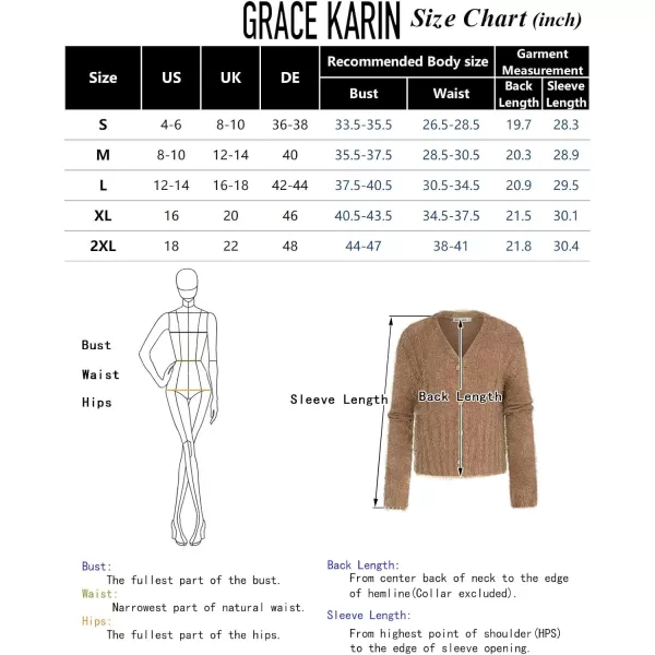 GRACE KARIN Womens Fuzzy Cardigan Long Sleeve Open Front VNeck Button Down Loose Knit Sweater Outwear CoatWhite