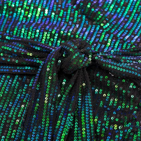 GRACE KARIN 2024 Womens V Neck Ruched Sequin Dress Short Sleeve Tie Midi Cocktail Party Bodycon DressesDark Greensequin