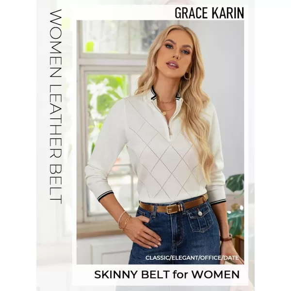 GRACE KARIN Women Leather Belt for Dresses Jeans Pants Waist Belt with Glod Buckle Medium PU Leather BeltBrown