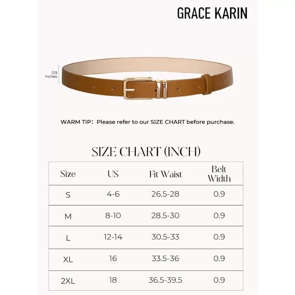 GRACE KARIN Women Leather Belt for Dresses Jeans Pants Waist Belt with Glod Buckle Medium PU Leather BeltBrown