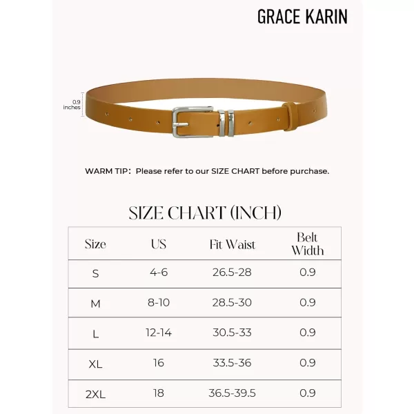GRACE KARIN Women Leather Belt for Dresses Jeans Pants Waist Belt with Glod Buckle Medium PU Leather BeltBrownsilver Buckle