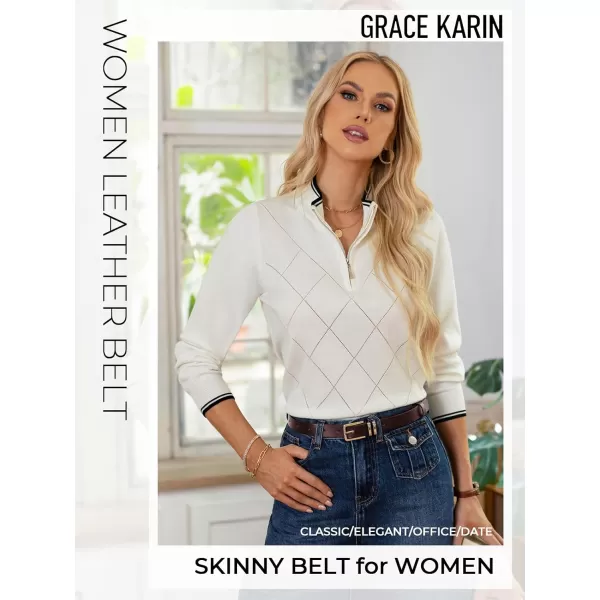 GRACE KARIN Women Leather Belt for Dresses Jeans Pants Waist Belt with Glod Buckle Medium PU Leather BeltCoffee