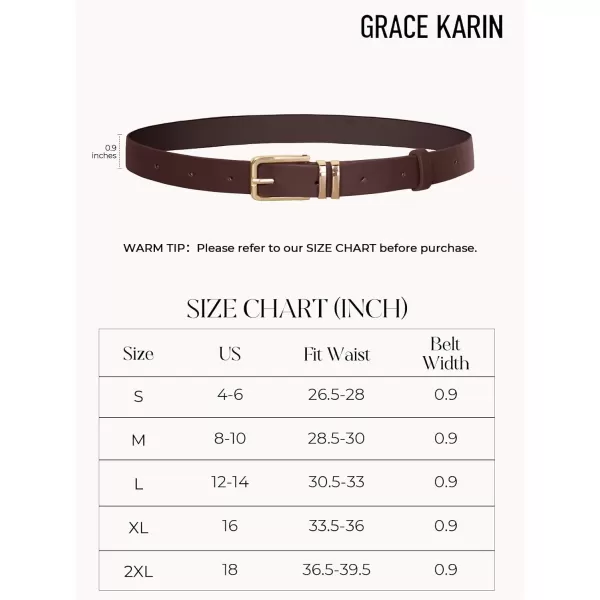 GRACE KARIN Women Leather Belt for Dresses Jeans Pants Waist Belt with Glod Buckle Medium PU Leather BeltCoffee