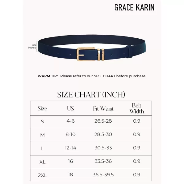 GRACE KARIN Women Leather Belt for Dresses Jeans Pants Waist Belt with Glod Buckle Medium PU Leather BeltNavy Blue