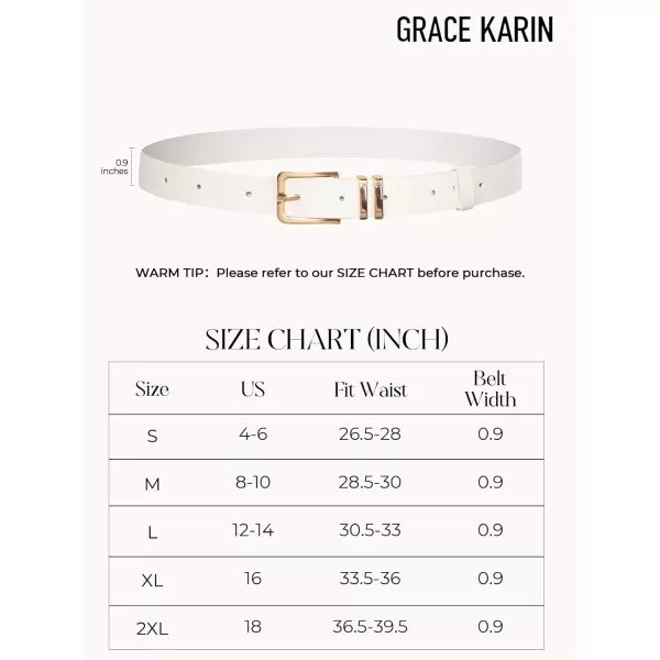 GRACE KARIN Women Leather Belt for Dresses Jeans Pants Waist Belt with Glod Buckle Medium PU Leather BeltWhite