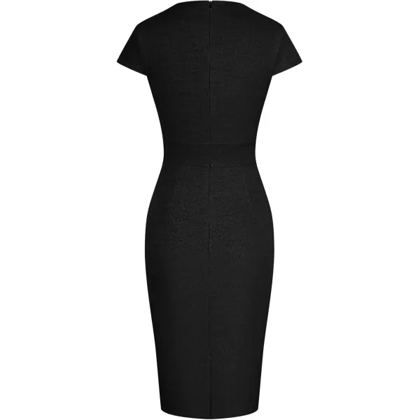 GRACE KARIN Womens Gorgeous Pencil Dress Cap Sleeve Tweed Pencil Dress for WorkBlack