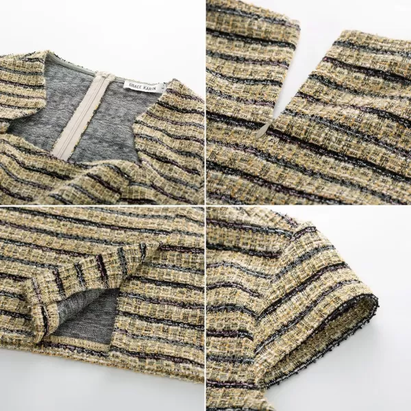 GRACE KARIN Womens Gorgeous Pencil Dress Cap Sleeve Tweed Pencil Dress for WorkGreen Tweed