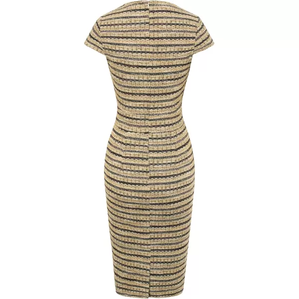 GRACE KARIN Womens Gorgeous Pencil Dress Cap Sleeve Tweed Pencil Dress for WorkGreen Tweed