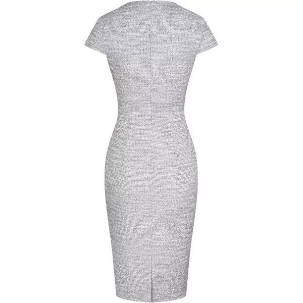 GRACE KARIN Womens Gorgeous Pencil Dress Cap Sleeve Tweed Pencil Dress for WorkGrey