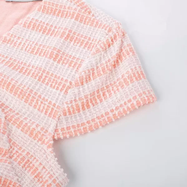 GRACE KARIN Womens Gorgeous Pencil Dress Cap Sleeve Tweed Pencil Dress for WorkPink White Stripes