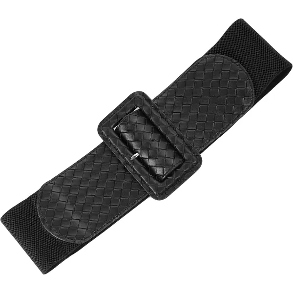 GRACE KARIN Womens Stretchy Belt 1950s 3 Inch Wide Elastic BeltsBraid Black