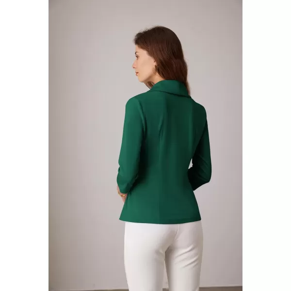 GRACE KARIN Womens V Neck Casual Work Tops 34 Sleeve Office Dressy Blouse Top Asymmetrical Elegant ShirtsGreen