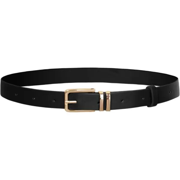 GRACE KARIN Women Leather Belt for Dresses Jeans Pants Waist Belt with Glod Buckle Medium PU Leather BeltBlack