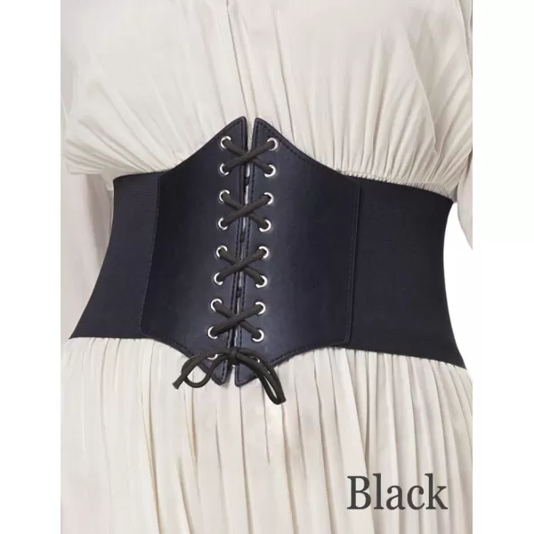 GRACE KARIN Laceup Cinch Belt Tied Corset Elastic Waist BeltBlack