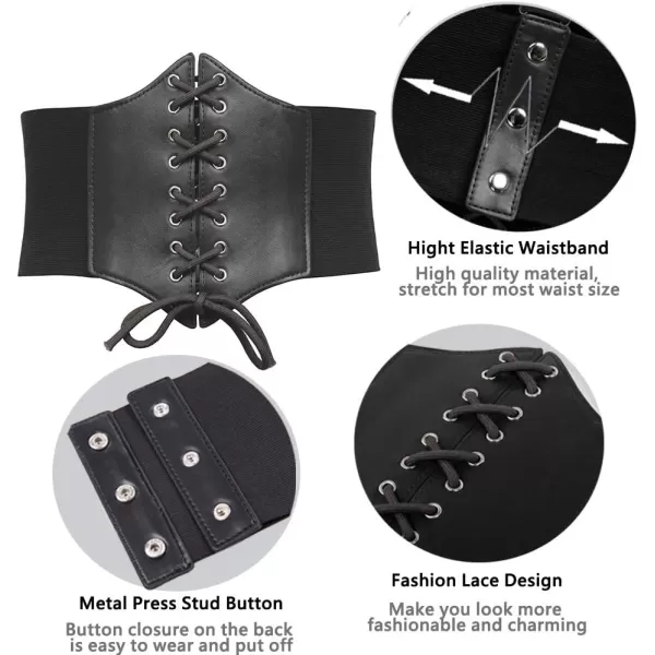 GRACE KARIN Laceup Cinch Belt Tied Corset Elastic Waist BeltBlack