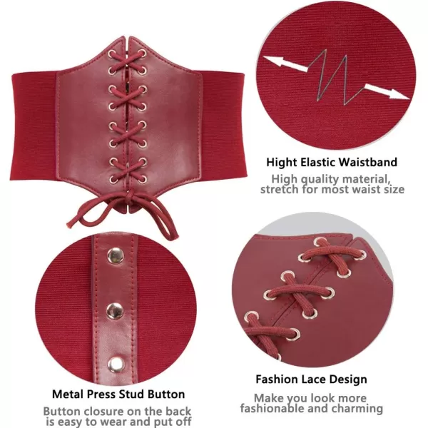 GRACE KARIN Laceup Cinch Belt Tied Corset Elastic Waist BeltRed