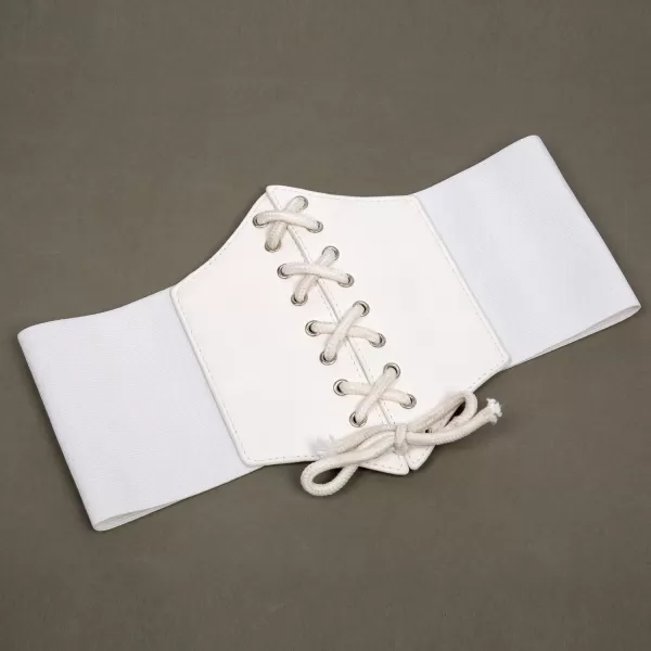 GRACE KARIN Laceup Cinch Belt Tied Corset Elastic Waist BeltWhite