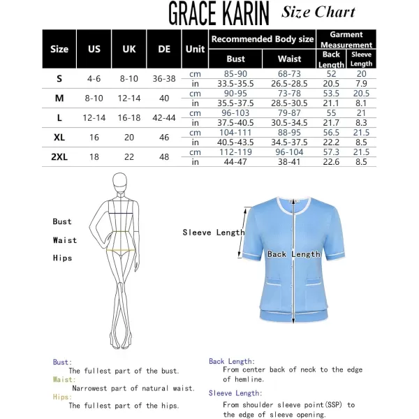 GRACE KARIN Short Sleeve Contrast Cardigan Sweaters for Women Summer Casual Striped Button Down Bolero ShrugNavy Bluewhite Edge