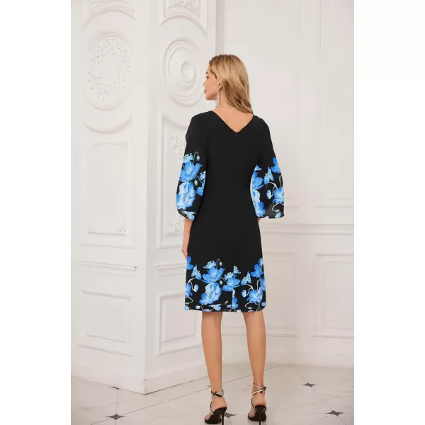 GRACE KARIN Womens Chiffon Dresses Flutter Sleeve Party Wedding Cocktail Dress Size 820Blackblue Flower