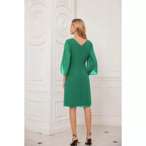 GRACE KARIN Womens Chiffon Dresses Flutter Sleeve Party Wedding Cocktail Dress Size 820Blue Green