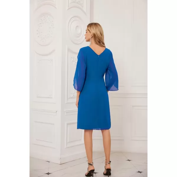 GRACE KARIN Womens Chiffon Dresses Flutter Sleeve Party Wedding Cocktail Dress Size 820Bright Blue