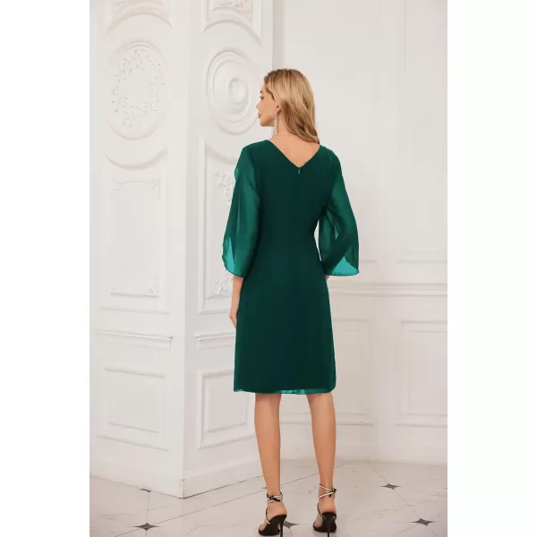 GRACE KARIN Womens Chiffon Dresses Flutter Sleeve Party Wedding Cocktail Dress Size 820Dark Green