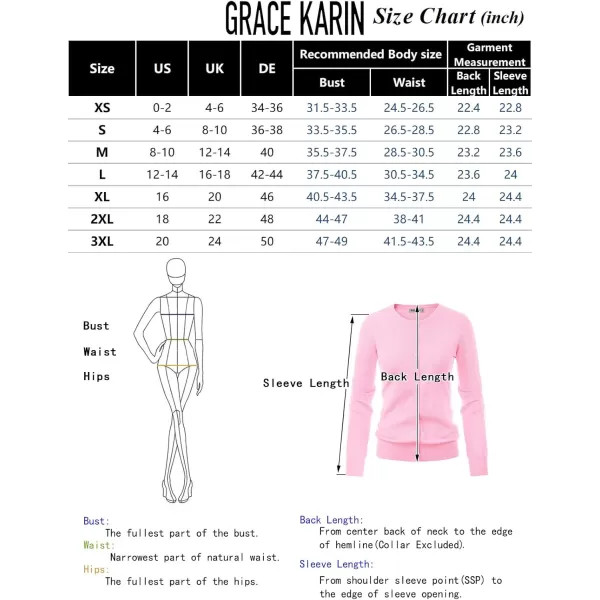 GRACE KARIN Womens Long Sleeve Button Down Crew Neck Classic Sweater Knit CardiganDark Pink