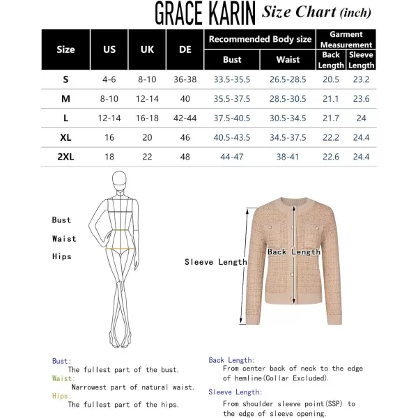 GRACE KARIN Womens Open Front Button Down Long Sleeve Texture Knit Cardigan Sweaters with PocketsApricot