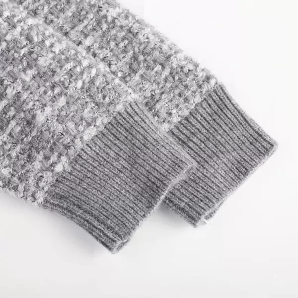 GRACE KARIN Womens Open Front Button Down Long Sleeve Texture Knit Cardigan Sweaters with PocketsGray