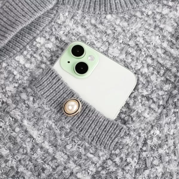 GRACE KARIN Womens Open Front Button Down Long Sleeve Texture Knit Cardigan Sweaters with PocketsGray