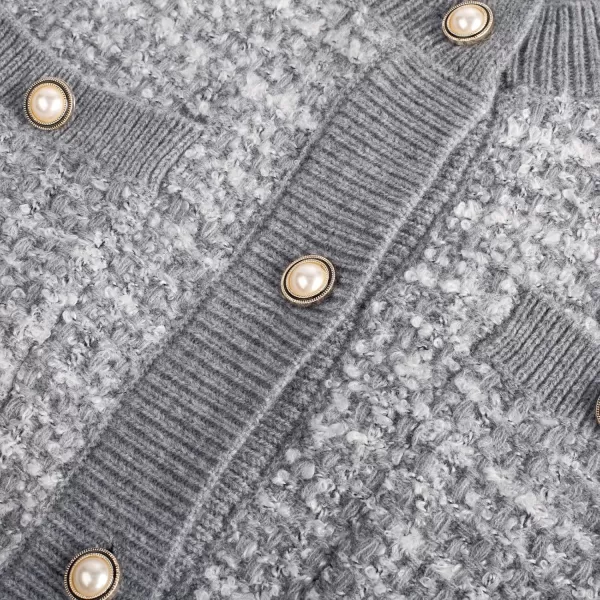 GRACE KARIN Womens Open Front Button Down Long Sleeve Texture Knit Cardigan Sweaters with PocketsGray