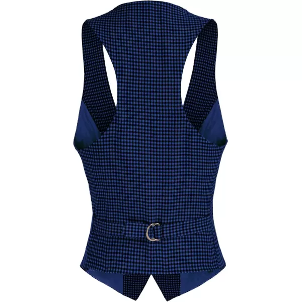 GRACE KARIN Womens Vest Top 2024 Trendy Academia Steampunk Waistcoat Vest For Women Racerback Vest BlazerBlue Plaid