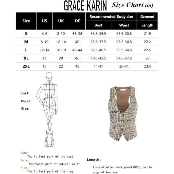 GRACE KARIN Womens Vest Top 2024 Trendy Academia Steampunk Waistcoat Vest For Women Racerback Vest BlazerKhaki Plaid