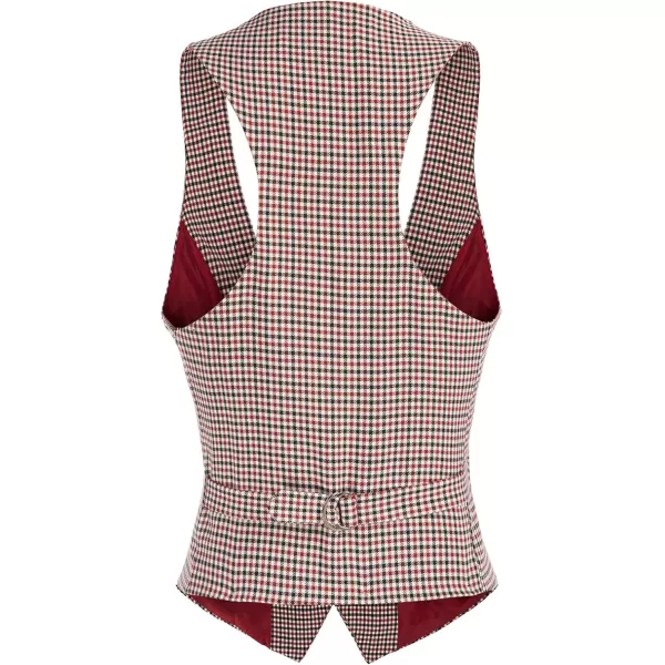 GRACE KARIN Womens Vest Top 2024 Trendy Academia Steampunk Waistcoat Vest For Women Racerback Vest BlazerPlaid Red
