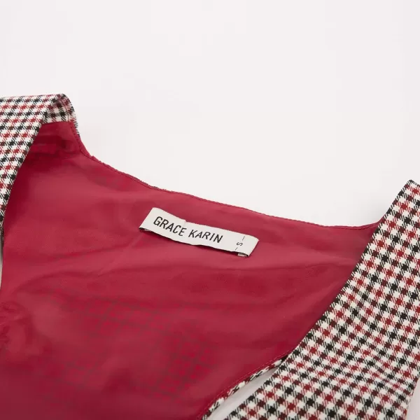 GRACE KARIN Womens Vest Top 2024 Trendy Academia Steampunk Waistcoat Vest For Women Racerback Vest BlazerPlaid Red