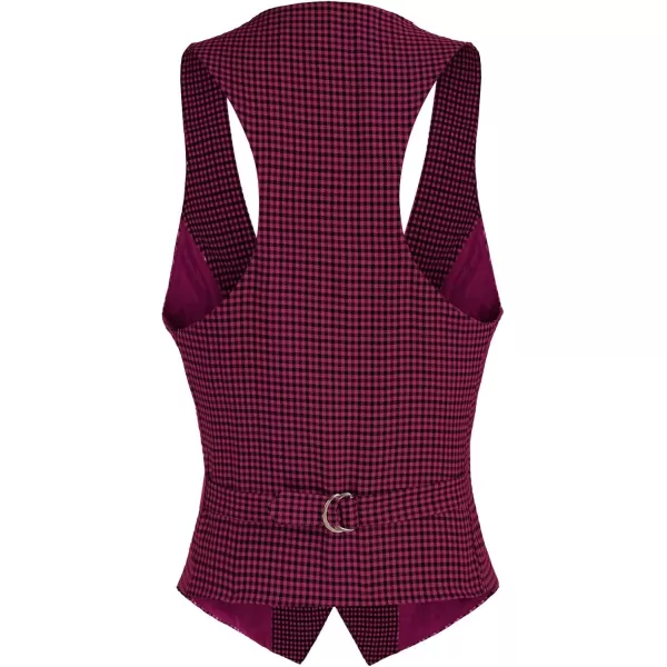 GRACE KARIN Womens Vest Top 2024 Trendy Academia Steampunk Waistcoat Vest For Women Racerback Vest BlazerPurple Red Plaid