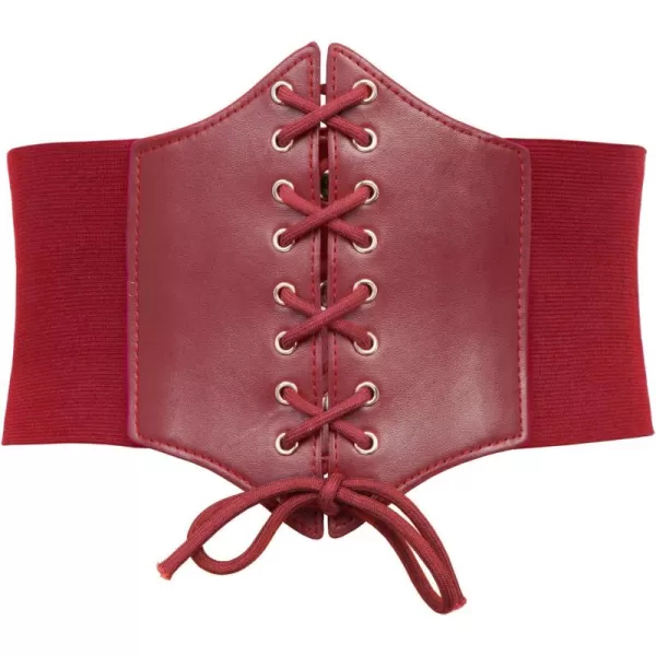 GRACE KARIN Laceup Cinch Belt Tied Corset Elastic Waist BeltRed